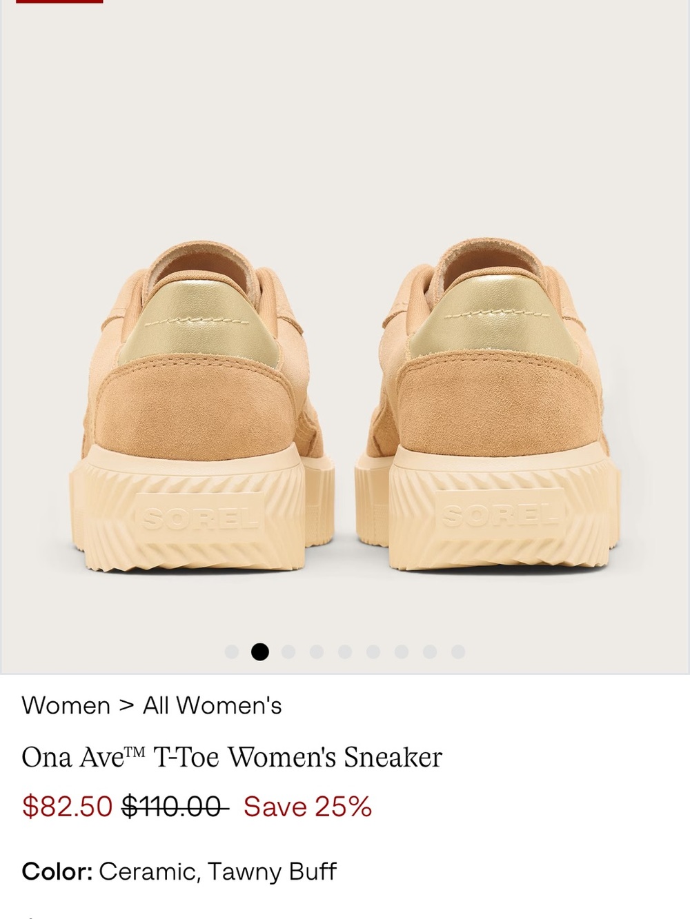 Sorel Women's Beige/Tan and Gold Suede Platform Sneakers - Picture 11 of 12